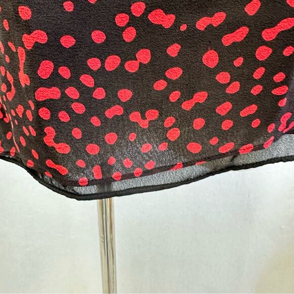Michael Michael Kors Y2k tie high neck sleeveless blouse red dot print size 4 - Picture 3 of 15